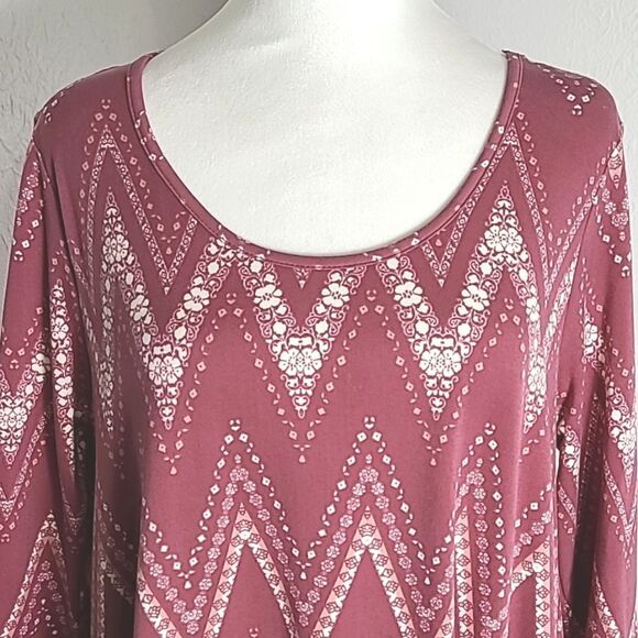 derekš¤heart Pinkā& White Shift Dress,Maroon Paisley Around the Bottom, Sz Large - Picture 3 of 9